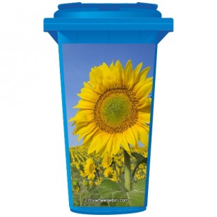 Sunflowers In A Field Wheelie Bin Sticker Panel